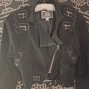 Women's Black Studded Leather Jacket